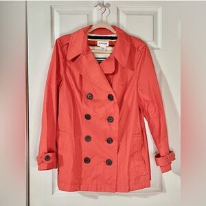 Red coral pea coat jacket, tomato red
